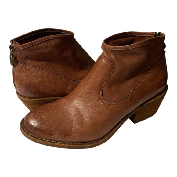 Sofft Aisley Western Ankle Boots Cafe Brown Ultra Soft Italian Leather Size 8.5